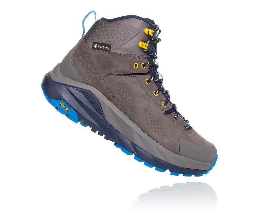 Hoka One One Kaha Gore-Tex Vandringsskor Herr - Grå/Blå - DJICL-8503